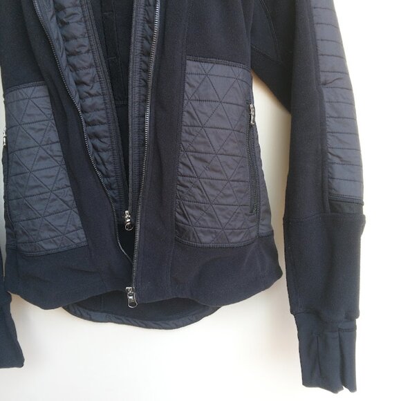 LULULEMON | 'Fleecy keen' Black Fleece Jacket  ZIp Up Fleece Removable Hood 4 - Picture 7 of 15